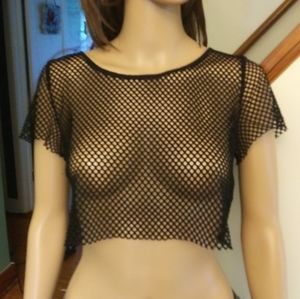 NWOT. Millau black net cropped top. Sz-S